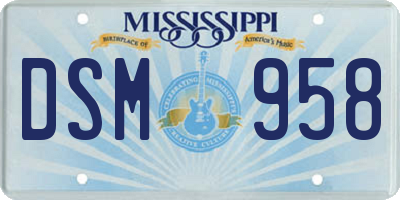 MS license plate DSM958