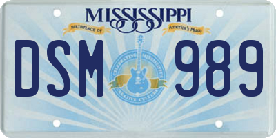 MS license plate DSM989