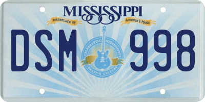 MS license plate DSM998