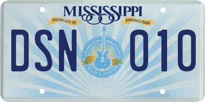 MS license plate DSN010