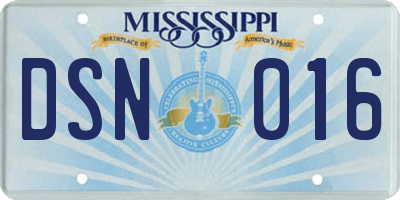 MS license plate DSN016