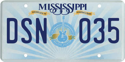 MS license plate DSN035
