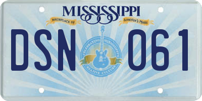 MS license plate DSN061