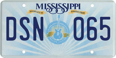 MS license plate DSN065