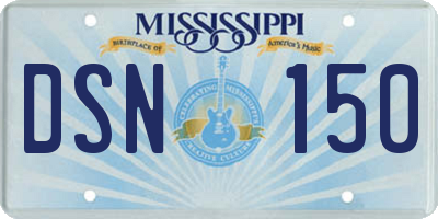 MS license plate DSN150
