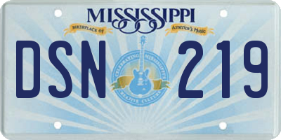 MS license plate DSN219
