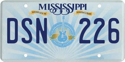 MS license plate DSN226