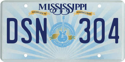 MS license plate DSN304