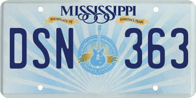 MS license plate DSN363
