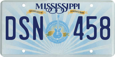 MS license plate DSN458