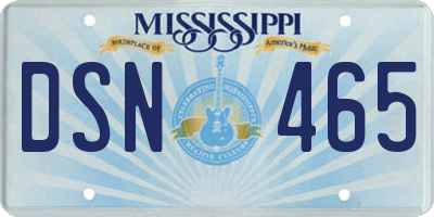 MS license plate DSN465