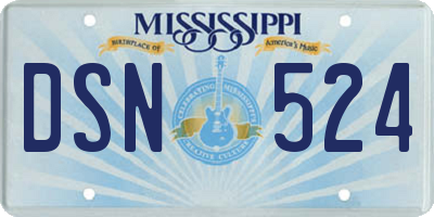 MS license plate DSN524
