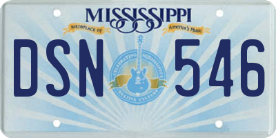 MS license plate DSN546