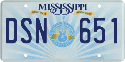 MS license plate DSN651