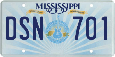 MS license plate DSN701
