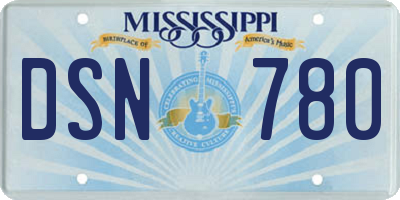 MS license plate DSN780
