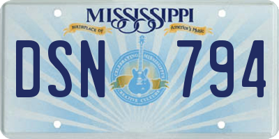 MS license plate DSN794