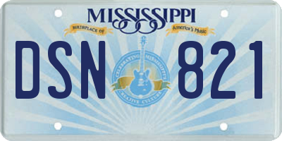 MS license plate DSN821