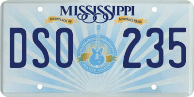 MS license plate DSO235