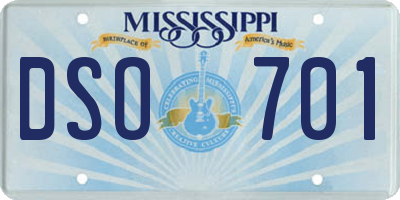 MS license plate DSO701