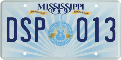 MS license plate DSP013