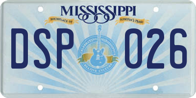 MS license plate DSP026