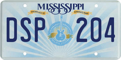 MS license plate DSP204