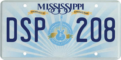 MS license plate DSP208