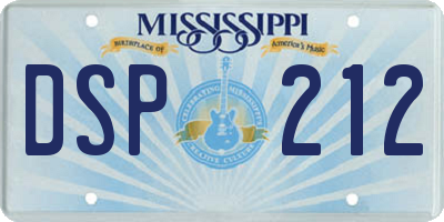 MS license plate DSP212