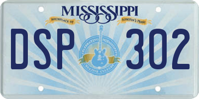 MS license plate DSP302