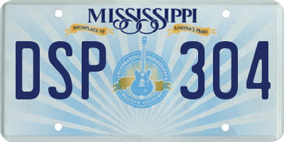 MS license plate DSP304