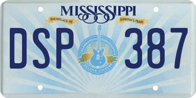 MS license plate DSP387