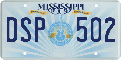 MS license plate DSP502