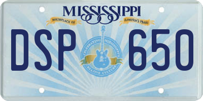 MS license plate DSP650