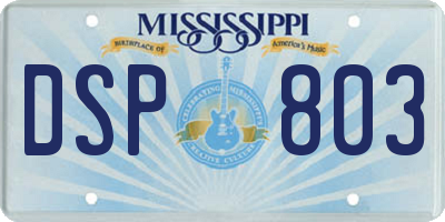 MS license plate DSP803