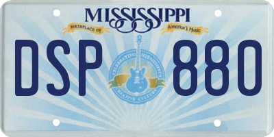 MS license plate DSP880