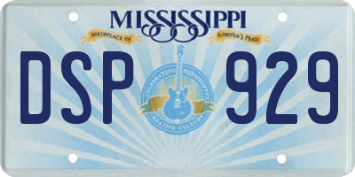 MS license plate DSP929