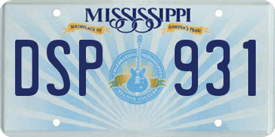 MS license plate DSP931