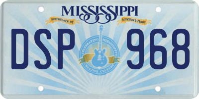 MS license plate DSP968