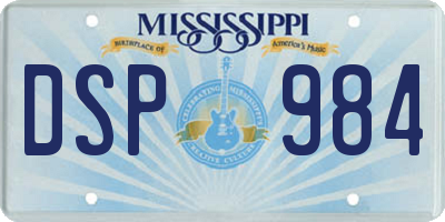 MS license plate DSP984