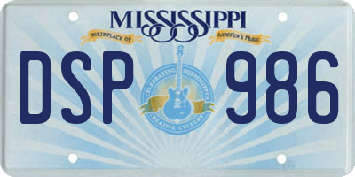 MS license plate DSP986