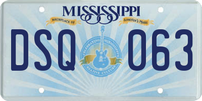 MS license plate DSQ063
