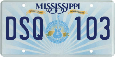 MS license plate DSQ103