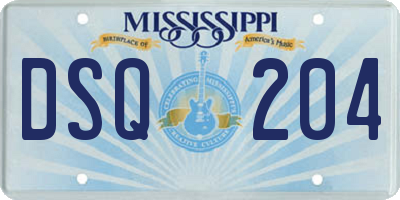 MS license plate DSQ204
