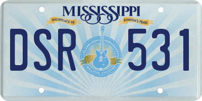 MS license plate DSR531