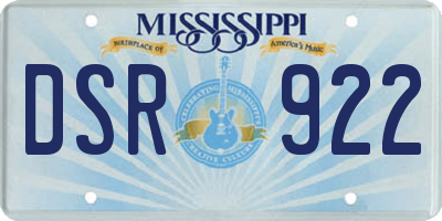 MS license plate DSR922