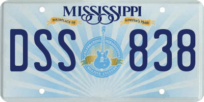 MS license plate DSS838