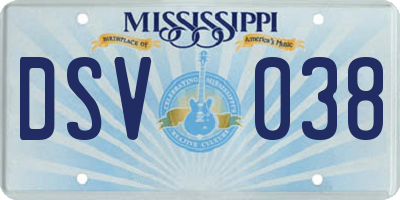 MS license plate DSV038