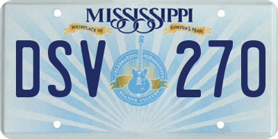 MS license plate DSV270