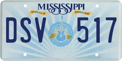 MS license plate DSV517